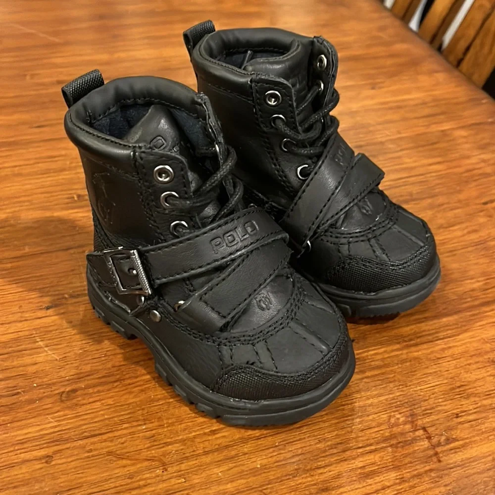 Polo Ralph Lauren Tavin Boots black new Toddlers Infant Boys Size 4